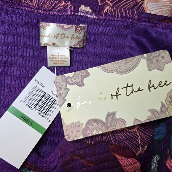 NWT Band Of The Free Aimee Purple Floral Puff Sleeve Mini Dress M & L - Picture 11 of 13